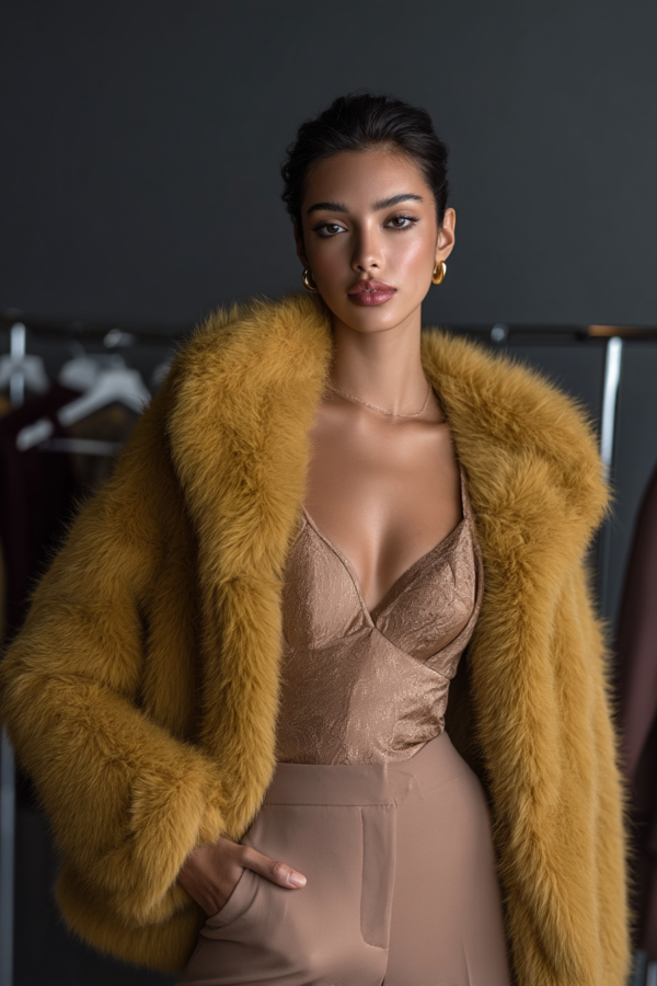 Abrigo dorado elegante mujer | Stylicious (2)