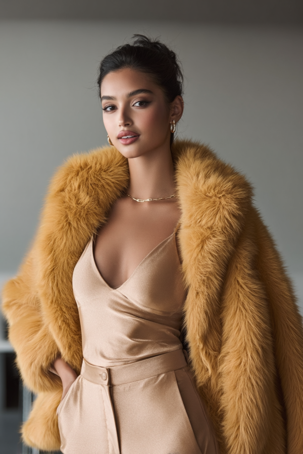 Abrigo dorado elegante mujer | Stylicious (3)