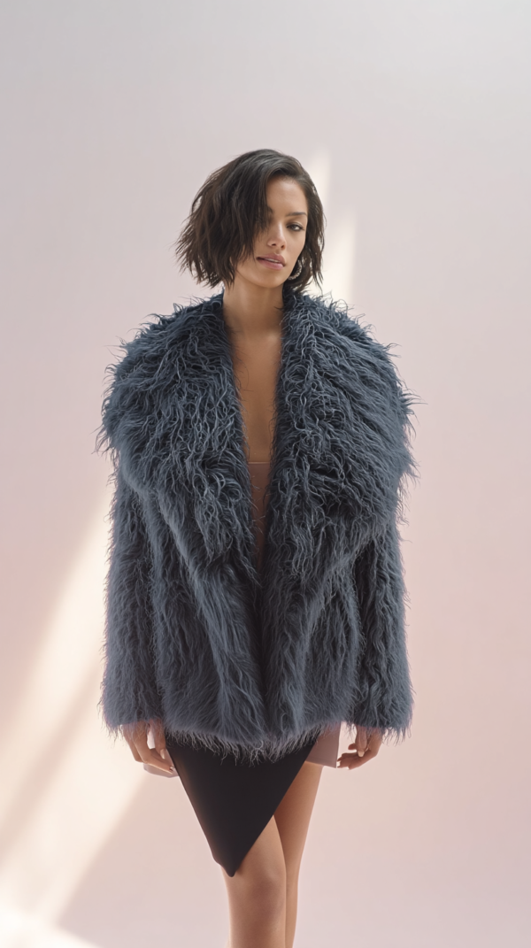Abrigo de pelo azul mujer | Stylicious (2)