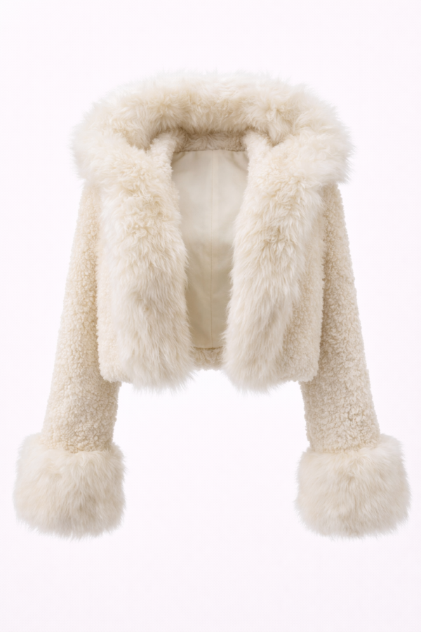 Chaqueta corta de pelo blanca | Stylicious (6)