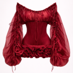 Vestido corse negro y rojo de organza | Stylicious (21)