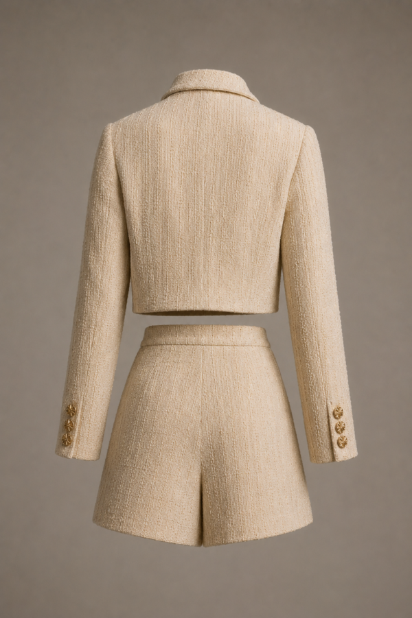 Conjunto de tweed beige y dorado | Stylicious (11)