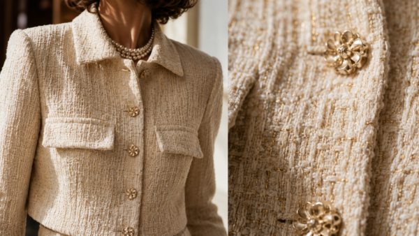 Conjunto de tweed beige y dorado | Stylicious (3)