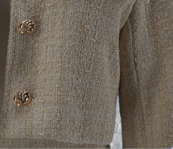 Conjunto de tweed beige y dorado | Stylicious (18)