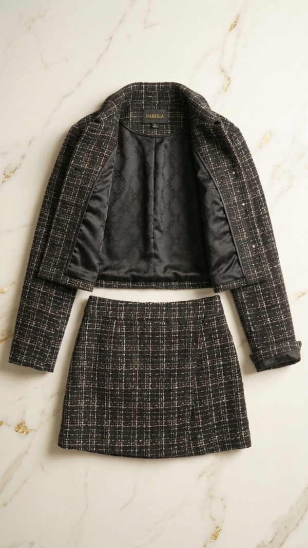 Conjunto de tweed negro y dorado | Stylicious (11)