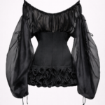 Vestido corse negro y rojo de organza | Stylicious (19)