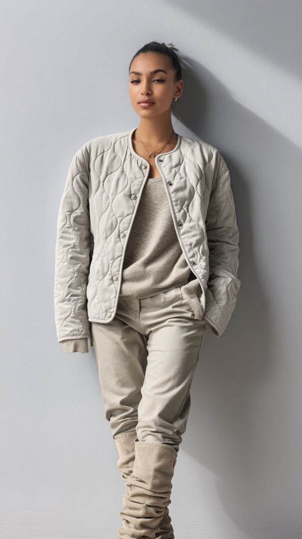 Chaqueta acolchada beige mujer | Stylicious (14)