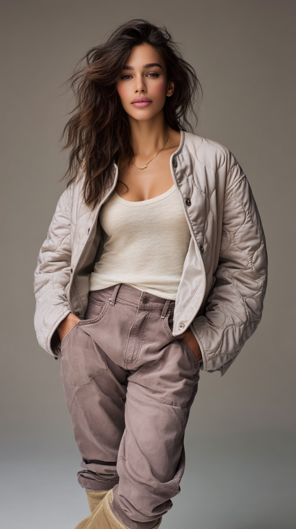 Chaqueta acolchada beige mujer | Stylicious (7)