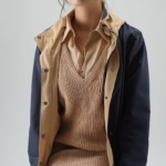 Chubasquero reversible azul y beige | Stylicious (27)