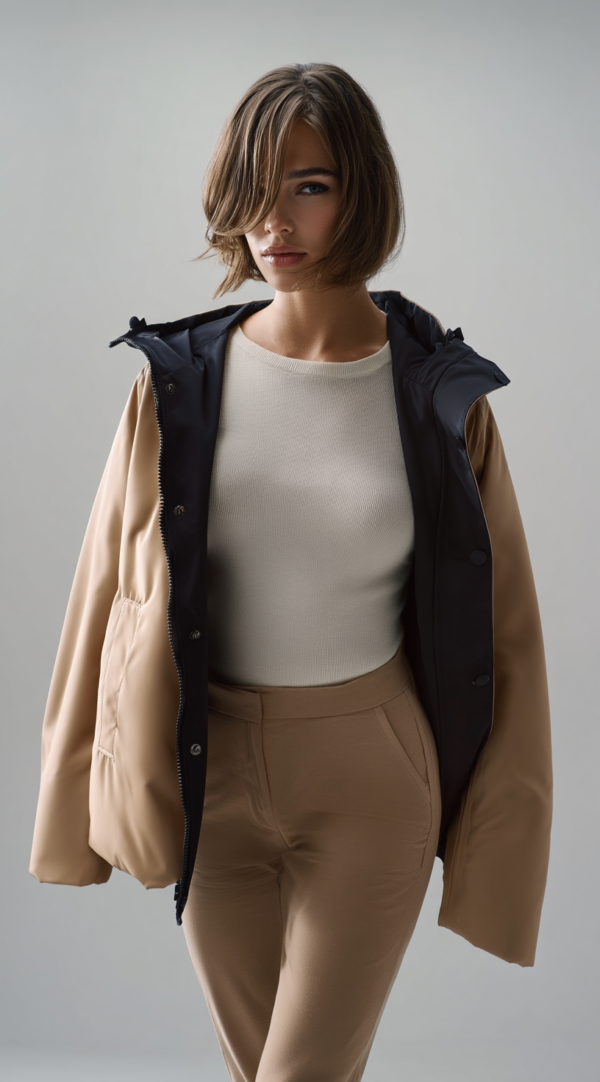 Chubasquero reversible azul y beige | Stylicious (9)