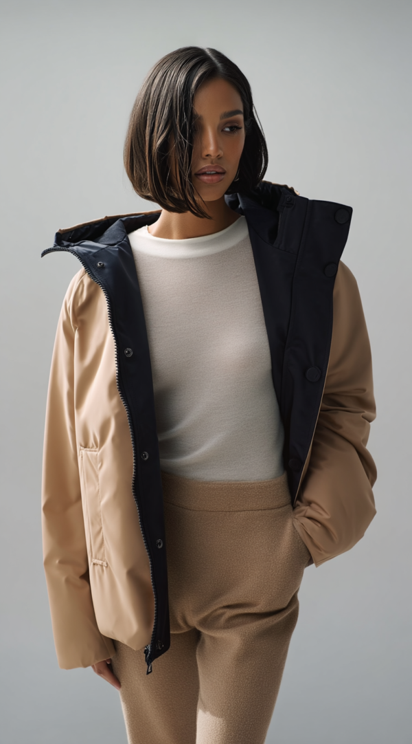 Chubasquero reversible azul y beige | Stylicious (26)