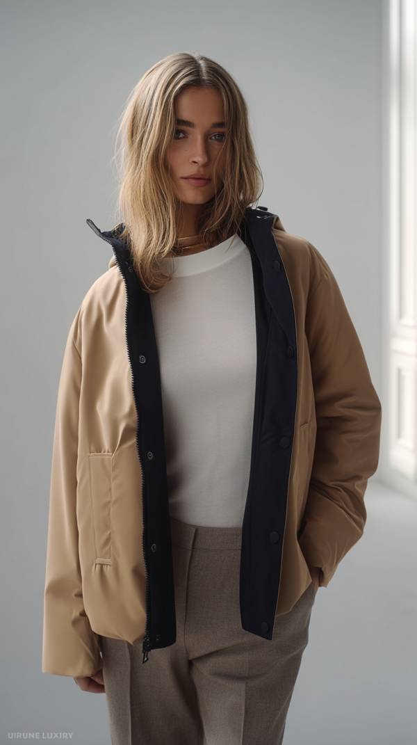 Chubasquero reversible azul y beige | Stylicious (6)