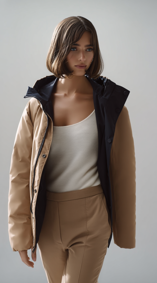 Chubasquero reversible azul y beige | Stylicious (24)