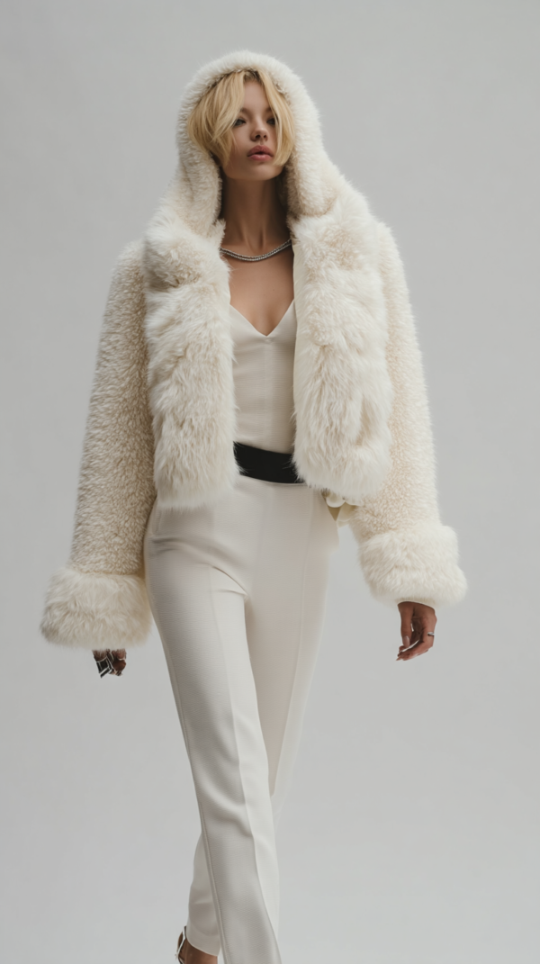 Chaqueta corta de pelo blanca | Stylicious (5)