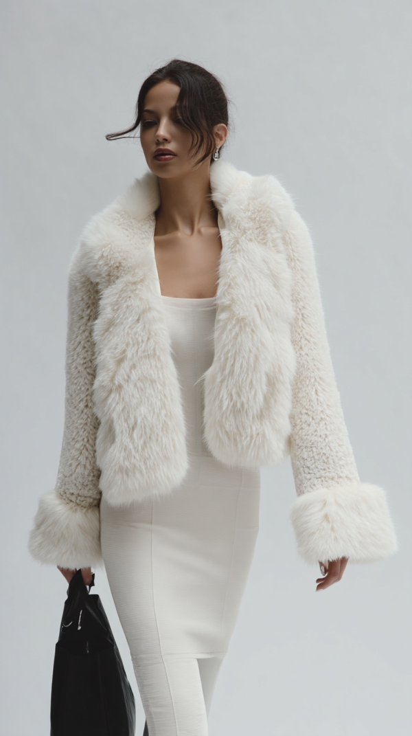 Chaqueta corta de pelo blanca | Stylicious (3)