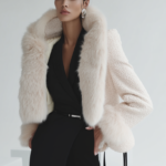 Chaqueta corta de pelo blanca | Stylicious