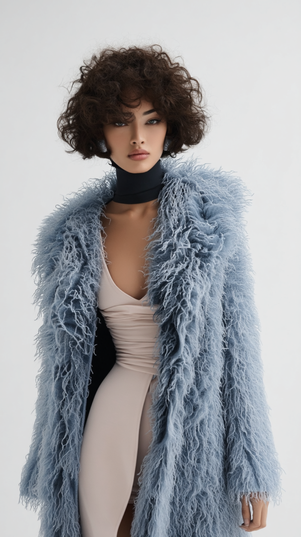 Abrigo de pelo azul mujer | Stylicious (13)