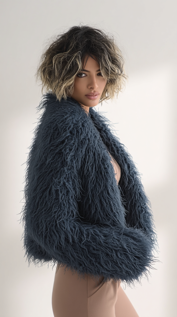 Abrigo de pelo azul mujer | Stylicious (9)