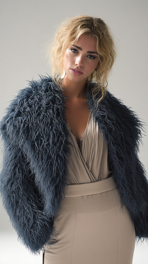 Abrigo de pelo azul mujer | Stylicious (8)