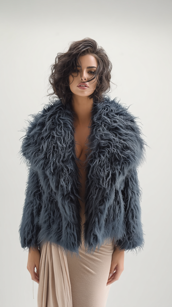 Abrigo de pelo azul mujer | Stylicious (14)