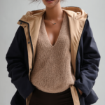 Chubasquero reversible azul y beige | Stylicious (8)