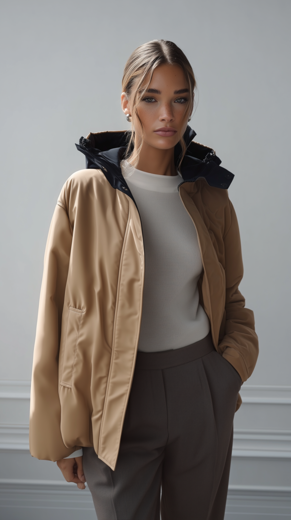 Chubasquero reversible azul y beige | Stylicious (10)