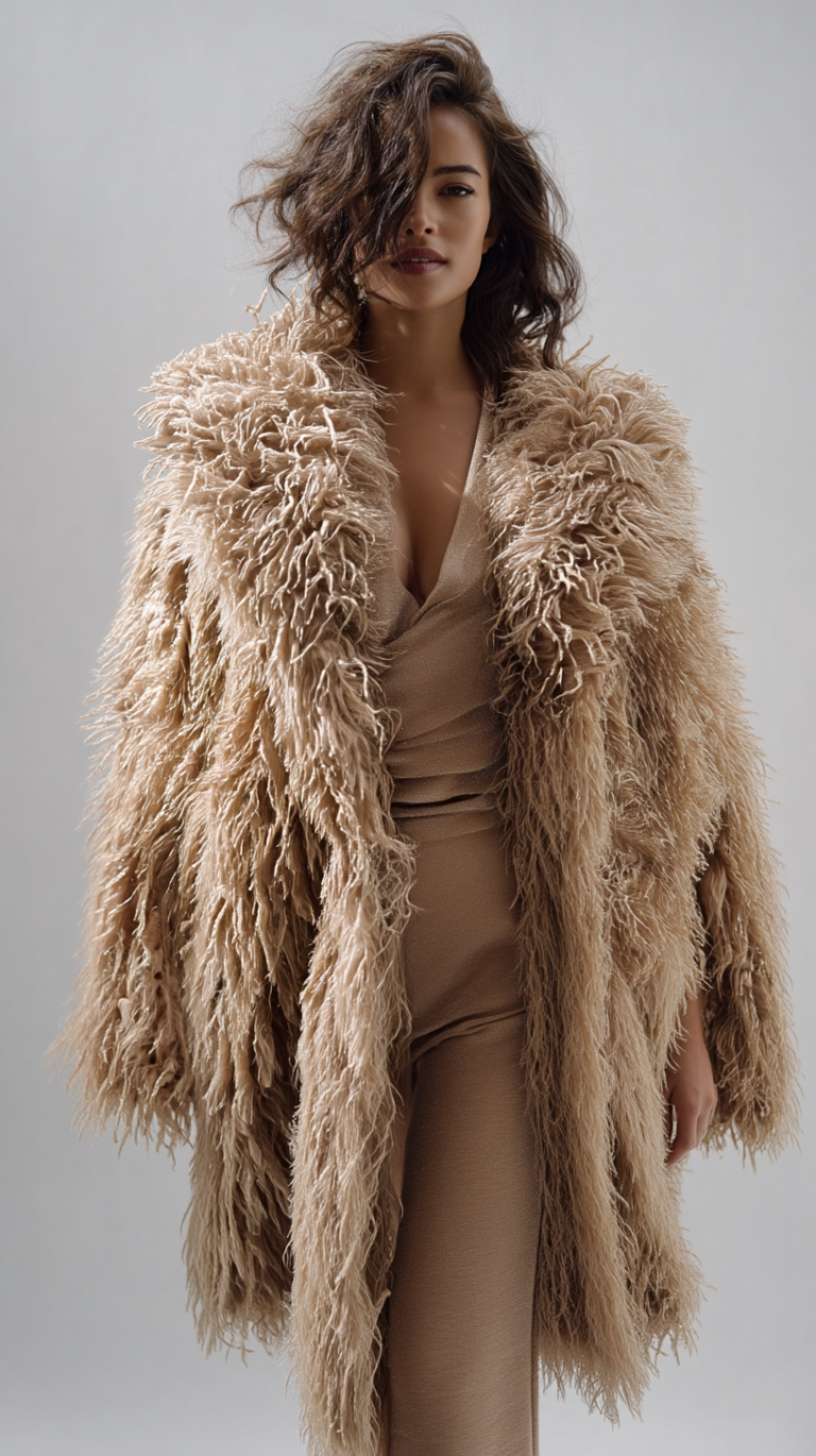 Abrigo de pelo beige mujer | Stylicious