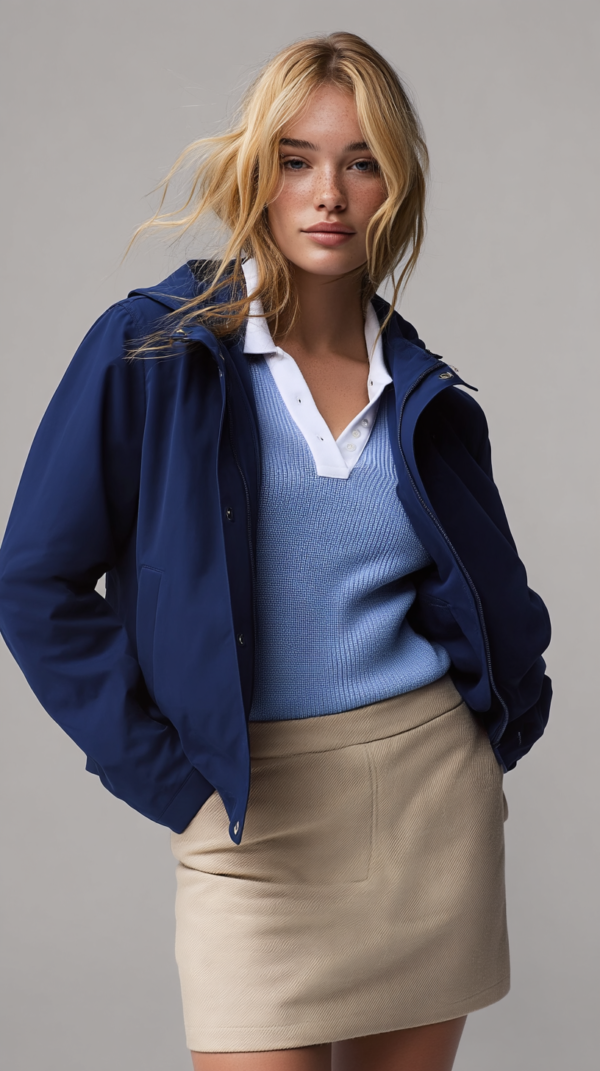 Parka corta impermeable azul marino | Stylicious (11)
