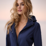 Parka corta impermeable azul marino | Stylicious