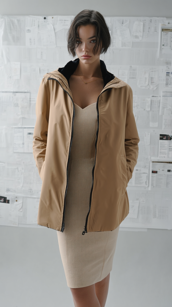 Chubasquero reversible azul y beige | Stylicious (13)