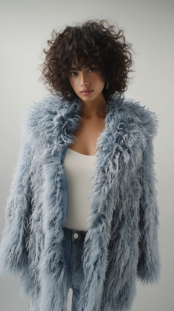 Abrigo de pelo azul mujer | Stylicious (11)