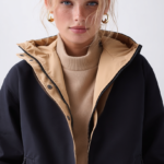 Chubasquero reversible azul y beige | Stylicious
