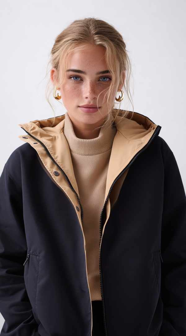 Chubasquero reversible azul y beige | Stylicious
