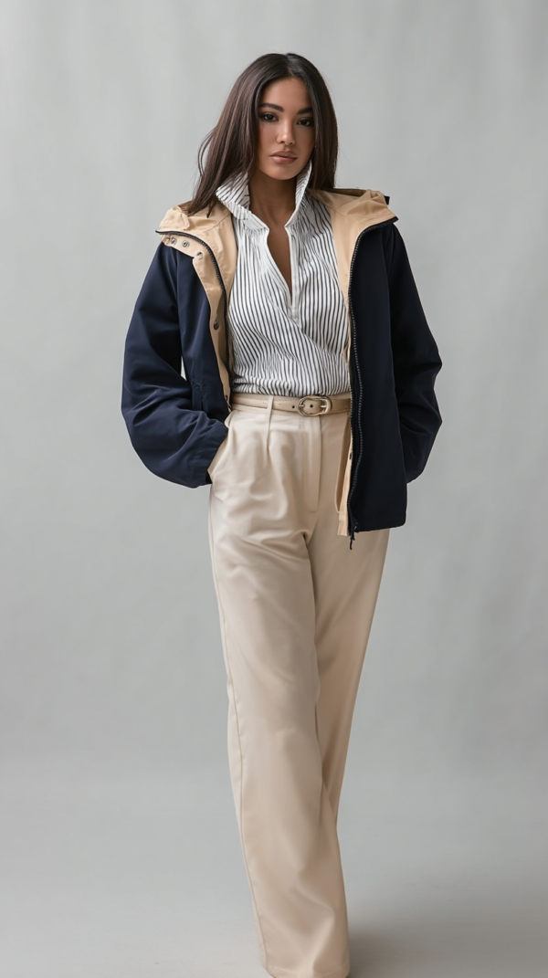 Chubasquero reversible azul y beige | Stylicious (23)