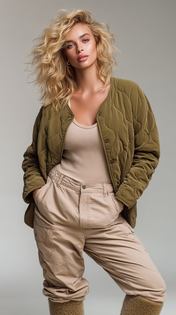 Chaqueta acolchada verde mujer | Stylicious (9)
