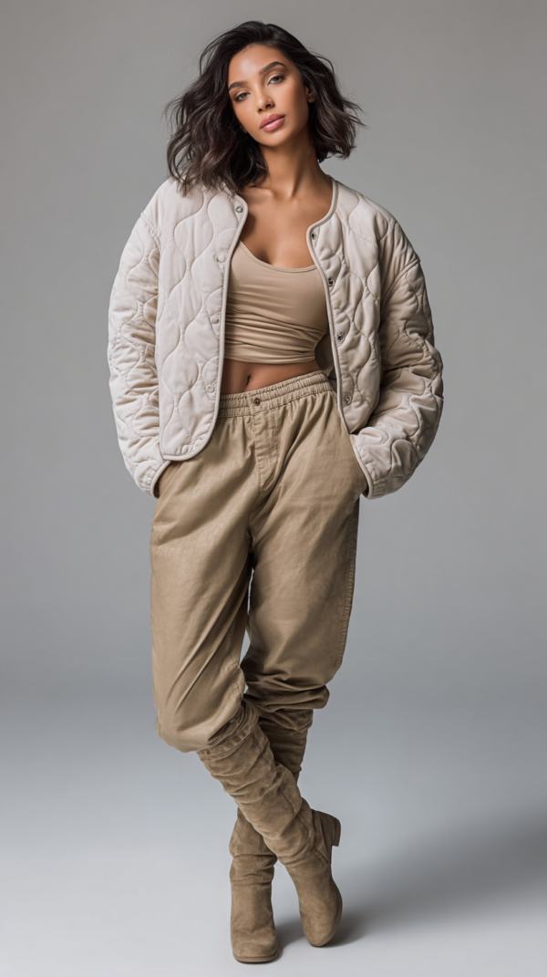 Chaqueta acolchada beige mujer | Stylicious (2)