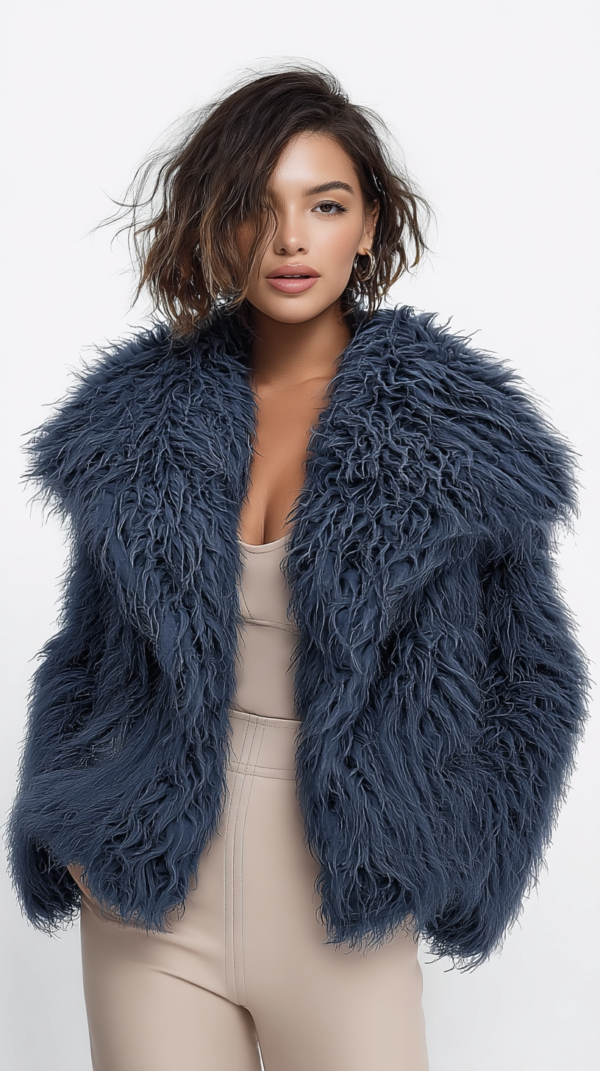 Abrigo de pelo azul mujer | Stylicious (23)