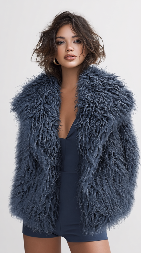 Abrigo de pelo azul mujer | Stylicious (24)