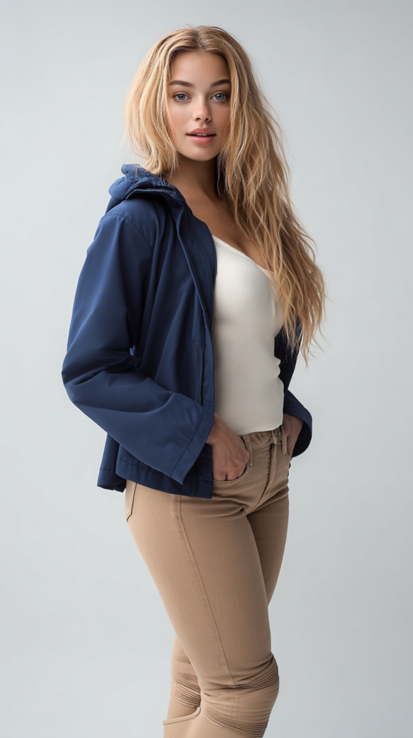 Parka corta impermeable azul marino | Stylicious (14)
