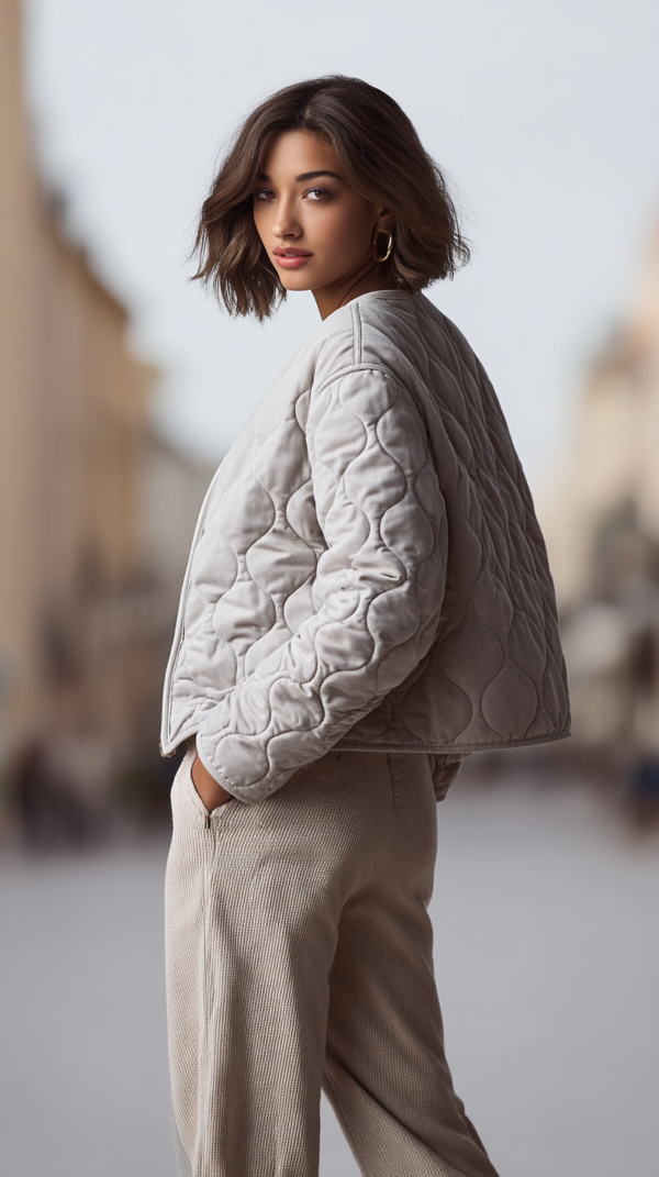 Chaqueta acolchada beige mujer | Stylicious (9)