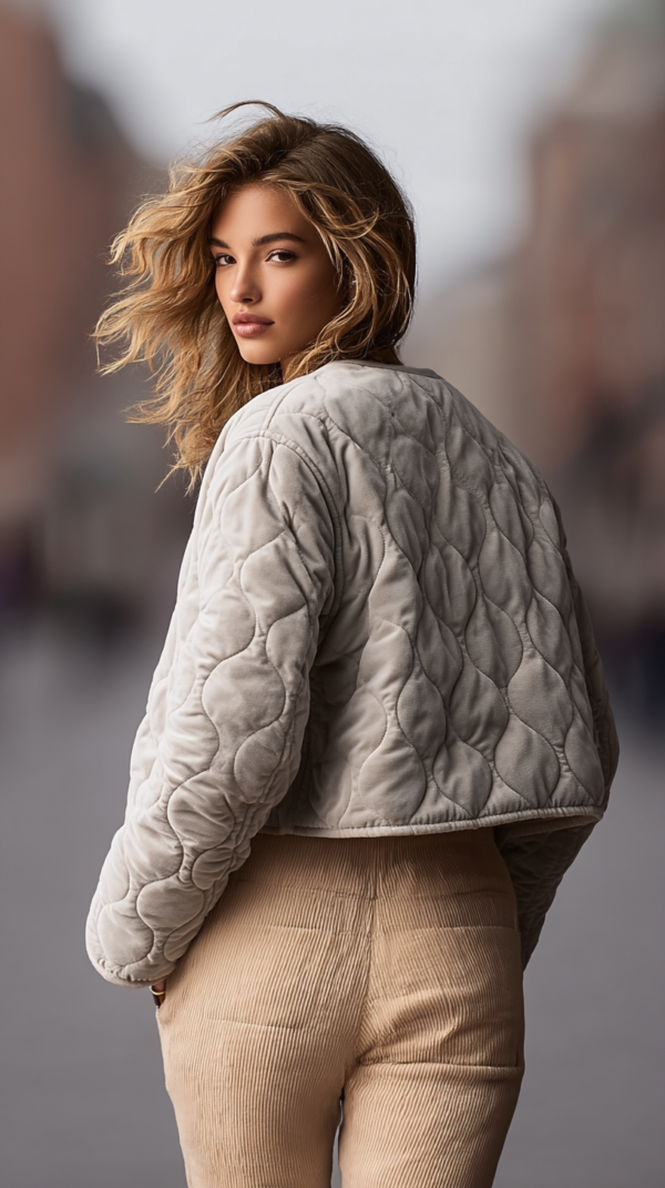 Chaqueta acolchada beige mujer | Stylicious (8)