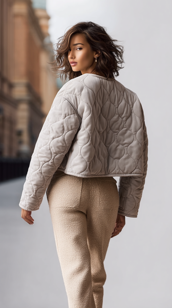 Chaqueta acolchada beige mujer | Stylicious (10)