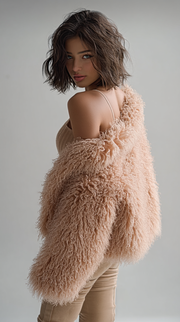 Abrigo de pelo nude mujer | Stylicious (9)