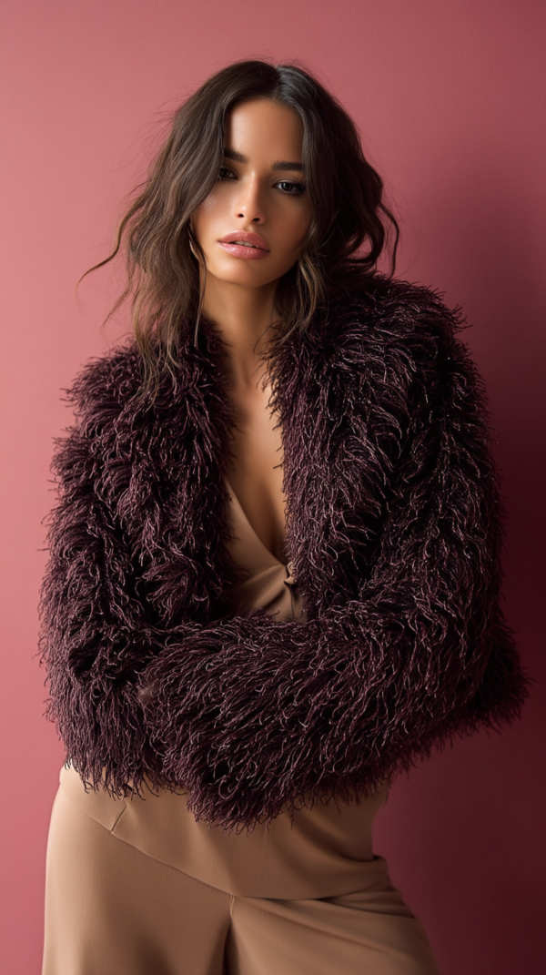 Abrigo de pelo burdeos mujer | Stylicious (10)