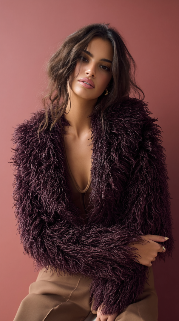 Abrigo de pelo burdeos mujer | Stylicious (4)