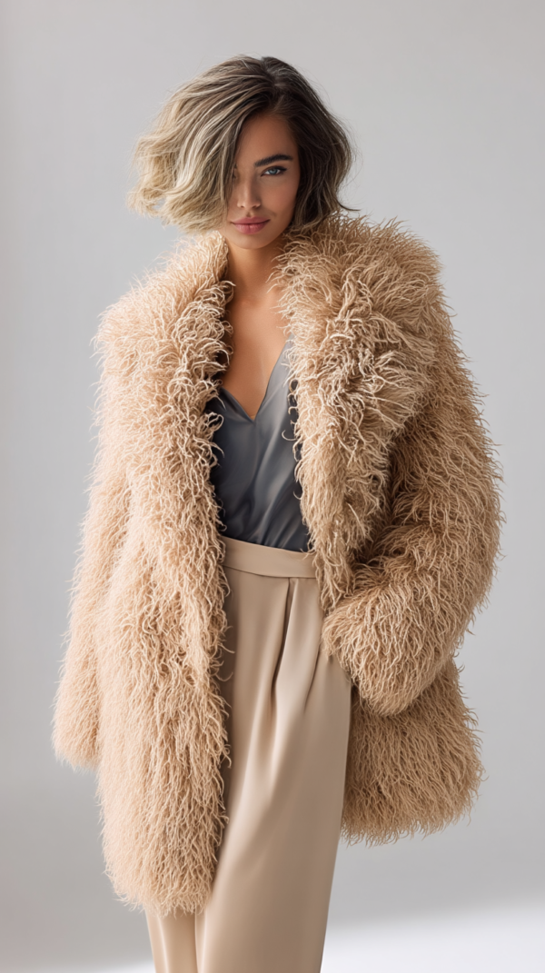 Abrigo de pelo beige mujer | Stylicious (5)