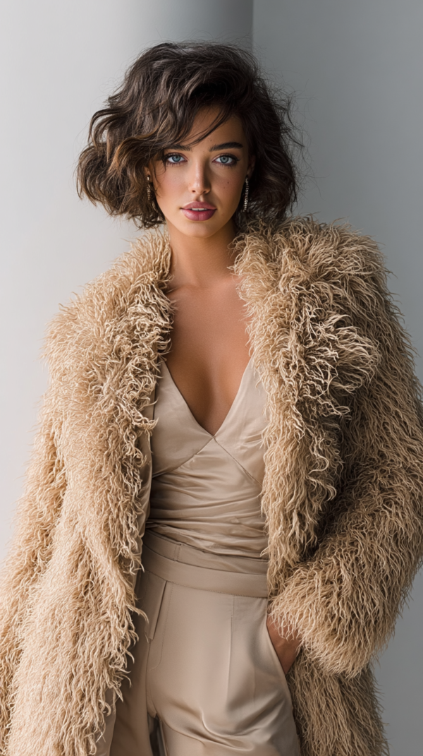 Abrigo de pelo beige mujer | Stylicious (16)