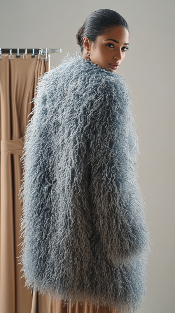 Abrigo de pelo azul mujer | Stylicious (12)