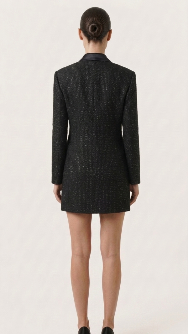 Vestido blazer de tweed negro | Stylicious (11)