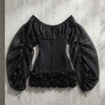 Vestido corse negro y rojo de organza | Stylicious (24)